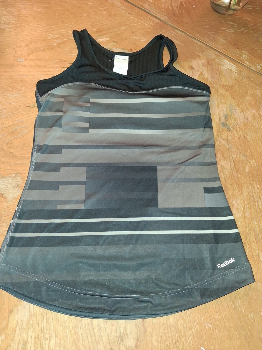 Reebok Black & Gray Striped Racerback Tank